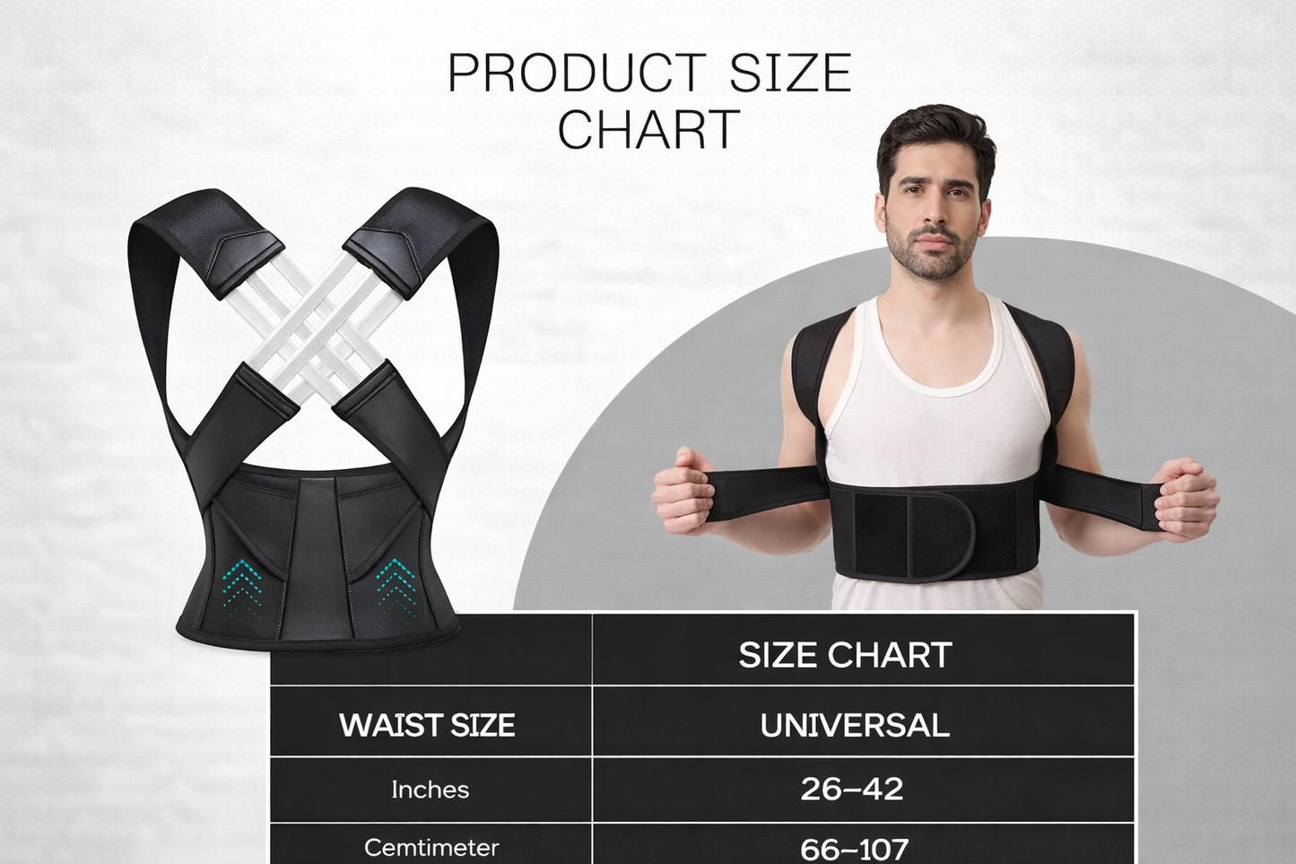 Posture corrector (Moderate Support) | Ideal Aid to Correct Posture & Relieves Pain (Black)
