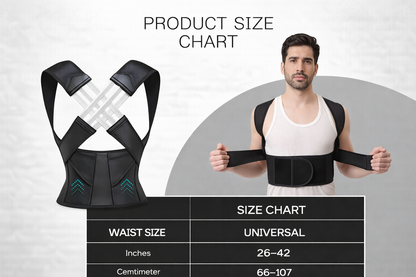 Posture corrector (Moderate Support) | Ideal Aid to Correct Posture & Relieves Pain (Black)